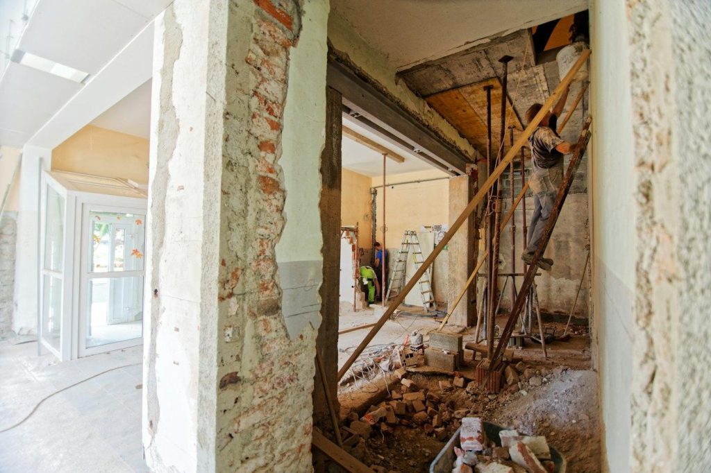 Interior wall opened up during a home renovation